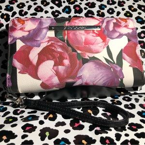 Beautiful Betsy Johnson Floral Zip Around Wallet or Wristlet in Pinks & Purples